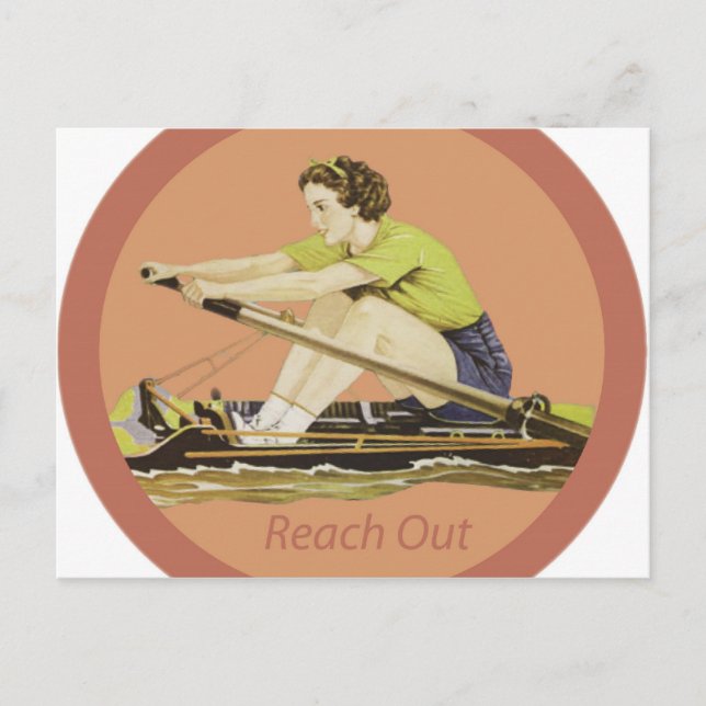 Vintage Frau Rower Postkarte (Vorderseite)