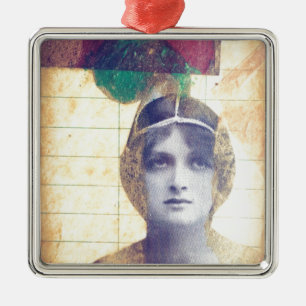 Vintage Frau Silbernes Ornament