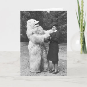 Vintage Frau und Mann im Bären Anzug Postkarte