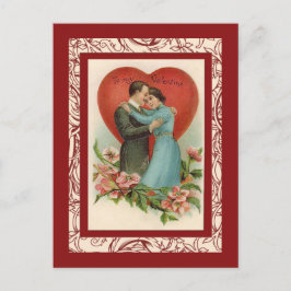 Vintage Frau und Mann im Herzen des Valentins Feiertagspostkarte