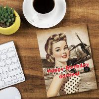 Vintage Frau und W2 Flugzeug, Elegant Birthda