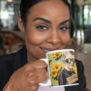 Vintage Frau Wegbereiterin Gänseblümchen Kitsch Kaffeetasse