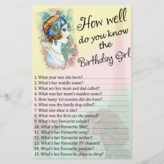 Vintage Frau Wie gut kennen Sie Geburtstag?