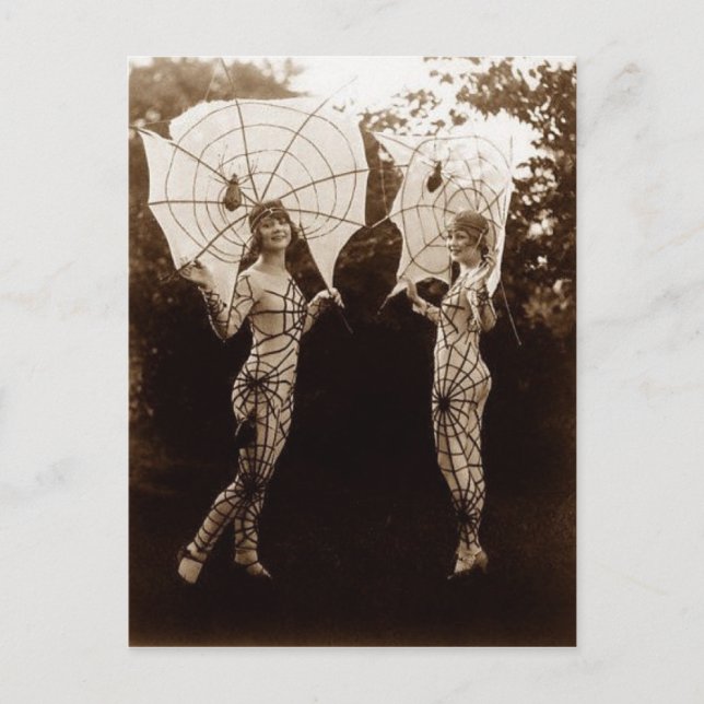 Vintage Frauen als Spinnennetze verkleidet Postkarte (Vorderseite)