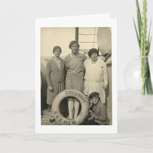 Vintage Frauen auf Seefahrerreise Karte (Vorderseite)