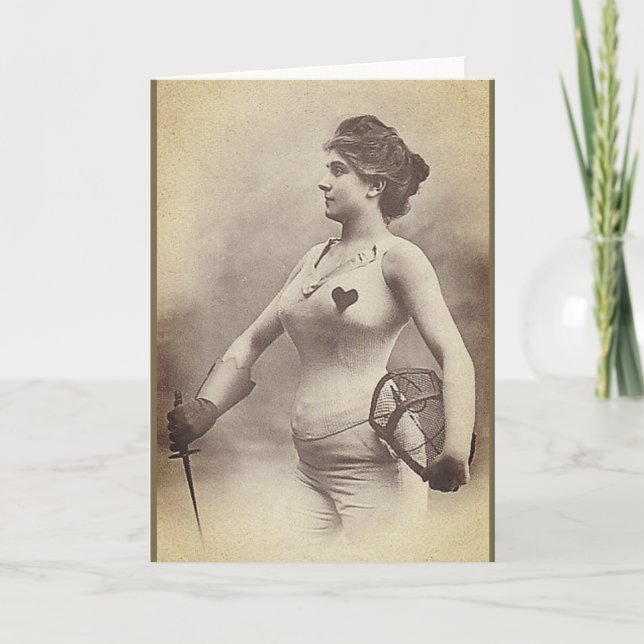 Vintage Frauen-Fechter-Anmerkungs-Karte Karte (Vorderseite)