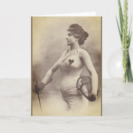 Vintage Frauen-Fechter-Anmerkungs-Karte Karte