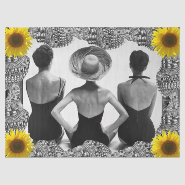 Vintage Frauen in Strandtissue Paper Seidenpapier (Vorderseite)