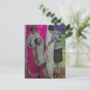 Vintage Frauen und ein Mädchen Mixed-Media-Collage Postkarte