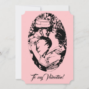 Vintage Frauen von Edwardian Valentine rosa Feiertagskarte