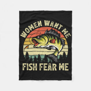 Vintage Frauen wollen mich Fisch B fürchten mich L Fleecedecke