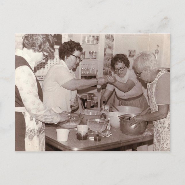 Vintage Frauengruppe kocht Foto Postkarte (Vorderseite)