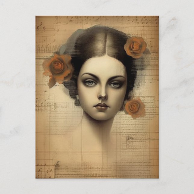 Vintage Frauenkollage Postkarte (Vorderseite)