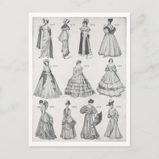 Vintage Frauenmode des 19. Jahrhunderts Postkarte (Vorderseite)