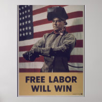 Vintage "Free Labor will Defeat Axis" propaganda