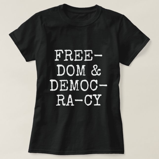 Vintage Freiheit und Demokratie in Shirt (Design vorne)