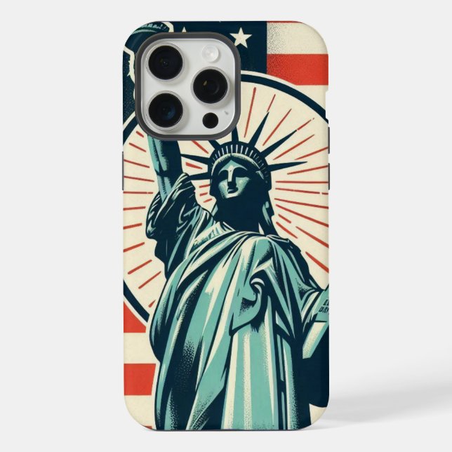 Vintage, Freiheitsstatue iPhone 15 Pro Max Hülle (Rückseite)