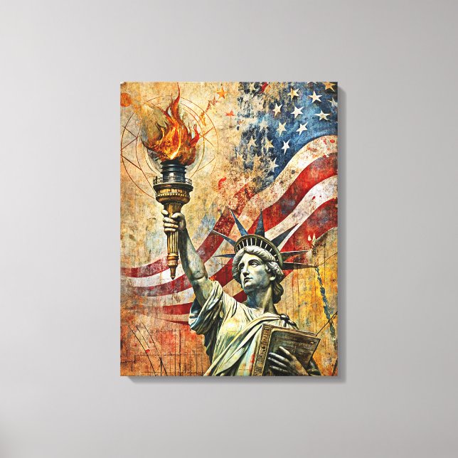 Vintage Freiheitsstatue Leinwand Art (Vorderseite)