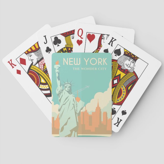 Vintage Freiheitsstatue New York City Travel Spielkarten (Rückseite)