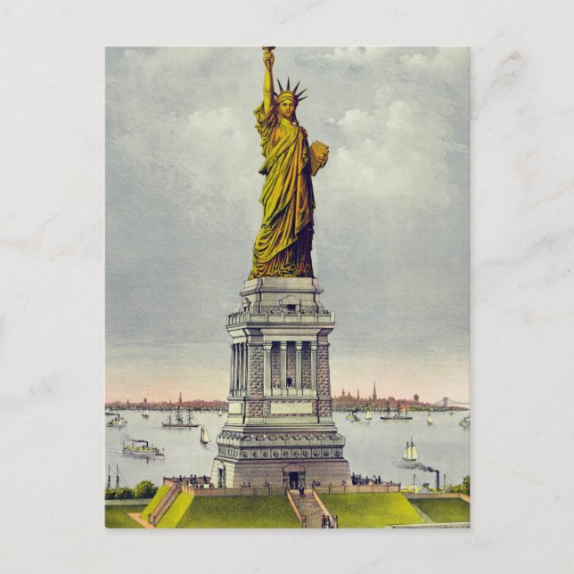 Vintage Freiheitsstatue New York Postkarte (Vorderseite)