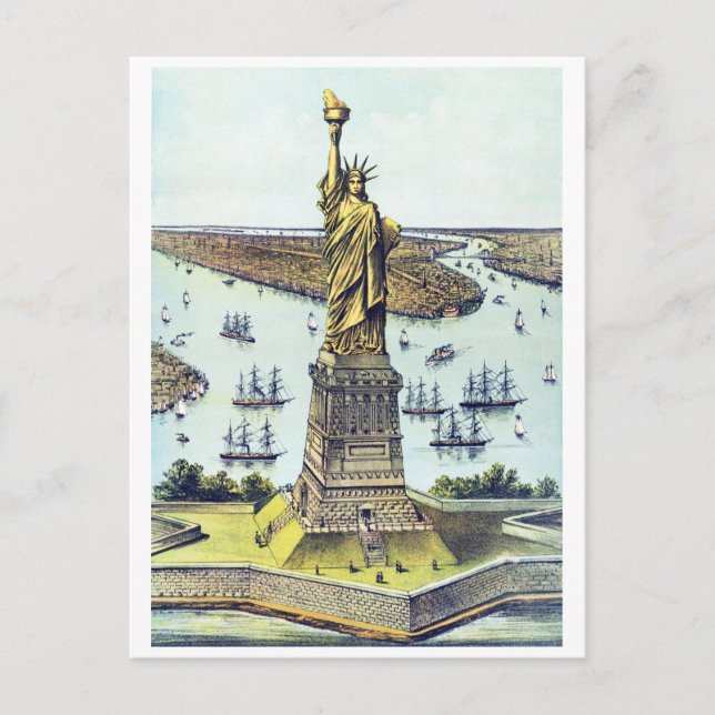 Vintage Freiheitsstatue New York Postkarte (Vorderseite)