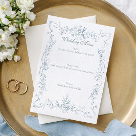 Vintage French Blue Wedding Frame Menükarte