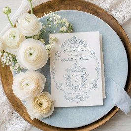 Vintage French Blue Wedding Frame Save the Date Ankündigungspostkarte
