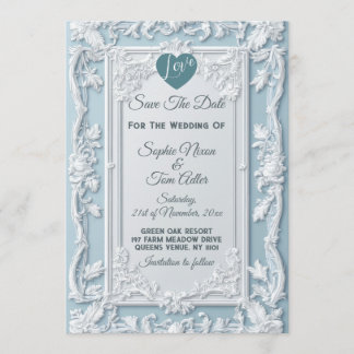 Vintage French Country Shabby Blue Save The Date Einladung