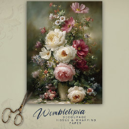 Vintage French Floral Decoupage Peonies and Roses Seidenpapier