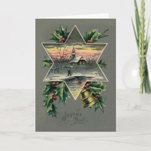 Vintage French Fröhliche Noel Christmas Card Feiertagskarte