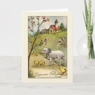 Vintage French Fröhliche Ostern Easter Card Feiertagskarte