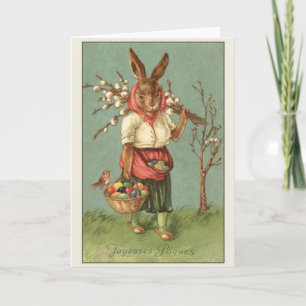 Vintage French Fröhliche Ostern Easter Card Feiertagskarte
