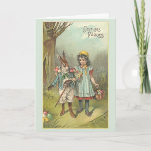 Vintage French Fröhliche Ostern Easter Card Feiertagskarte
