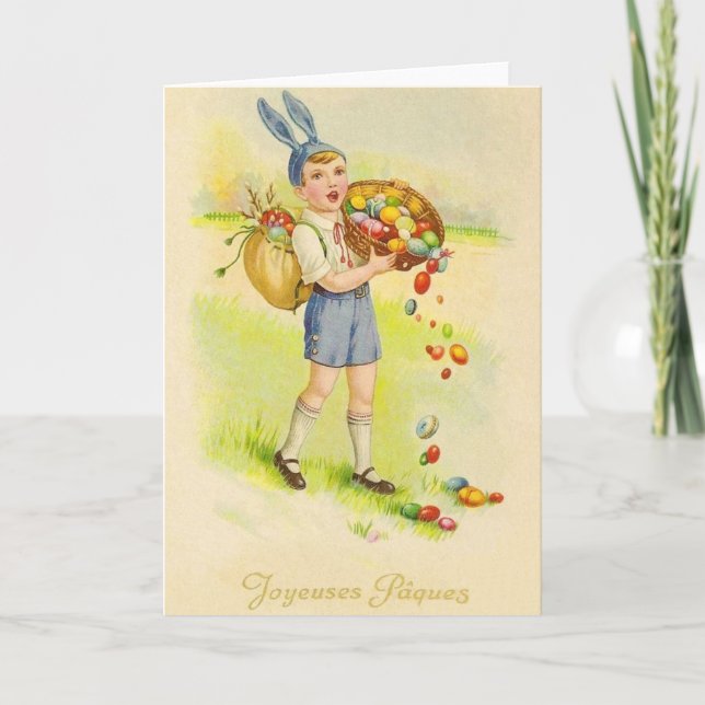 Vintage French Fröhliche Ostern Easter Card Feiertagskarte (Vorderseite)