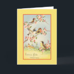 Vintage French Mother Birthday Card Karte<br><div class="desc">Retro / Vintage French Mother Birthday greeting card.  Lovely birds sitting in a blossoming tree!  Gute Party,  Mama!  Happy Birthday Mom!</div>