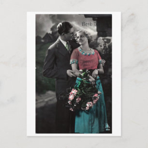 Vintage French Paar in Love Postkarte