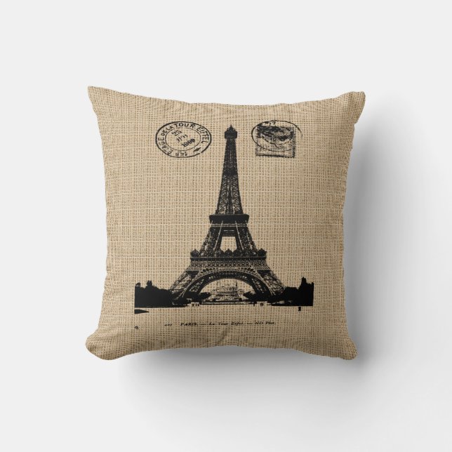 Vintage French Postcard Pillow Kissen (Vorderseite)