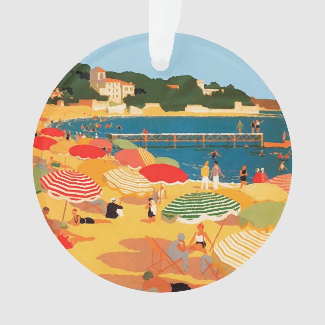 Vintage French Riviera Beach Ornament (Vorderseite)