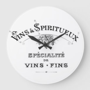 Vintage French Wine & Spirits Ad Große Wanduhr