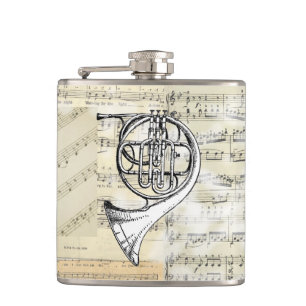Vintage-Frenchhorn-Musikflasche Flachmann