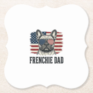 Vintage Frenchie Dad Patriotisches Bulldog-Shirt_1 Untersetzer
