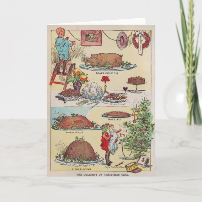 Vintage Freuden der Weihnachtszeit Feiertagskarte (Vorderseite)