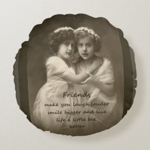 Vintage Freund-Inspirational Freundschafts-Zitat Rundes Kissen