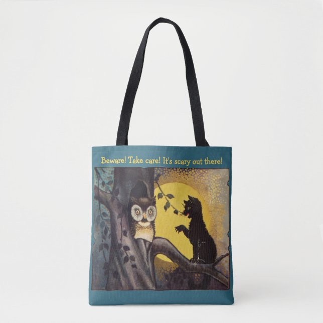 Vintage Freunde und Feinde Halloween Tote Tag Tasche (Vorderseite)