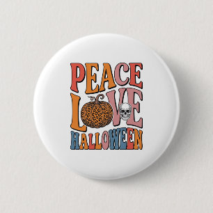 Vintage-Friedensliebe-Halloween-Kürbis-Totenkopf-D Button