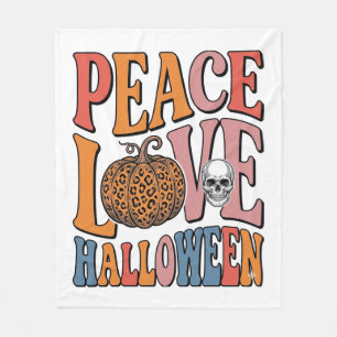 Vintage-Friedensliebe-Halloween-Kürbis-Totenkopf-D Fleecedecke