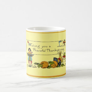 Vintage friedlicher Erntedankfest Kaffeetasse