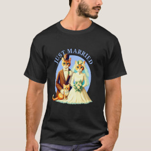 Vintage Frisch Vermählte Katzen Braut Bräutigam Ka T-Shirt