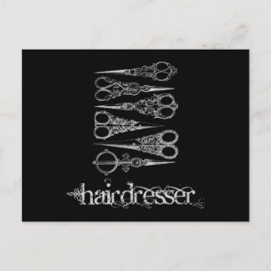 Vintage-Friseur-Haarschneideschere Classic Einladungspostkarte