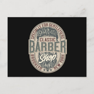 Vintage-Friseurladen-Logo Postkarte